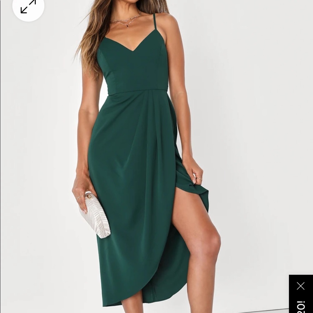 Lulus Reinette Dark Green Midi Dress